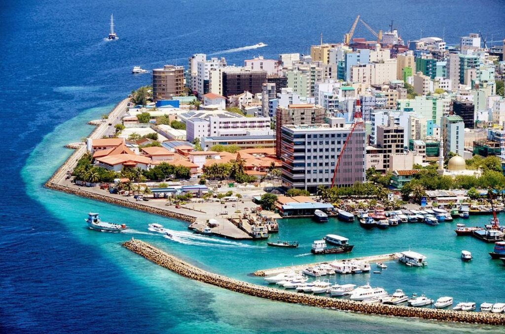 Male city aerial view, Maldives
