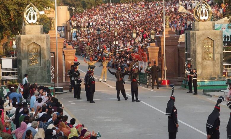 Wagah border flag lowering ceremony