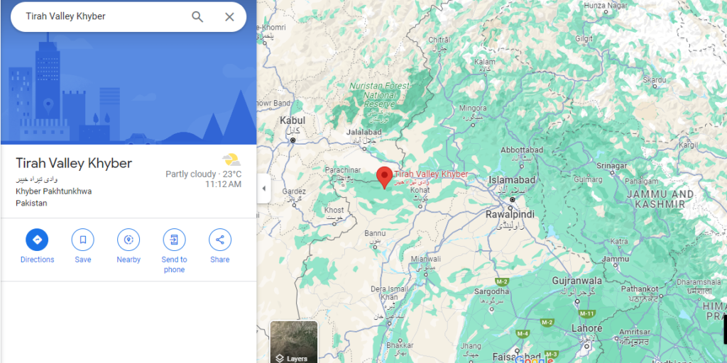 Tirah Valley Map (image credit Google Maps)